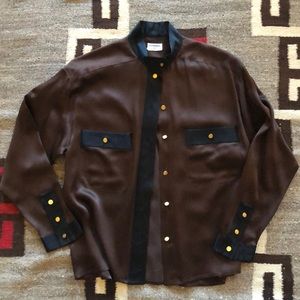 Vintage CHANEL Silk Blouse - Brown/Black